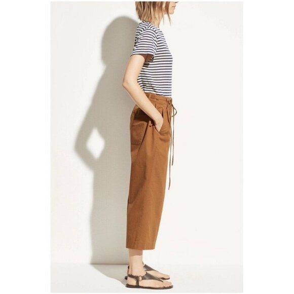 Vince Tie Waist Culotte Size 12 Color Teakwood New $265 - Picture 2 of 16